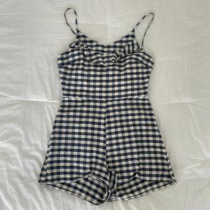 Gingham Navy Romper